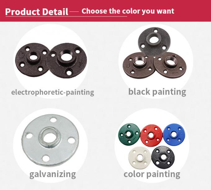 DELLOK 1/2“ 3/4“ Ingepaste Montage van de het Buigzame Ijzerpijp van Bsp Wijfje 4 Flens van de Gaten de Normale Vloer 0